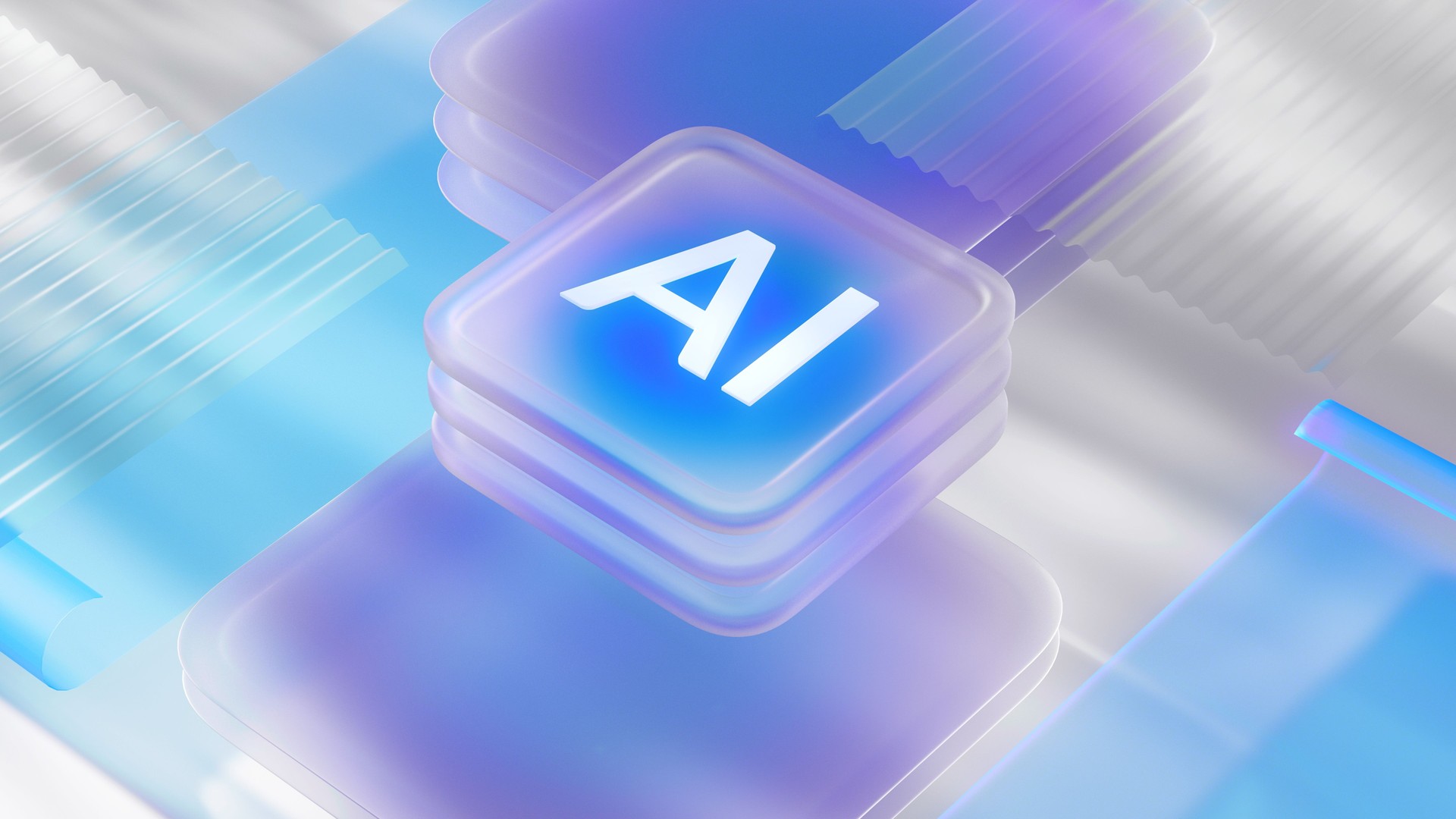 AI Button in Futuristic Glass Interface